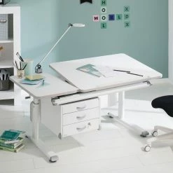 Paidi Diego 130 GT Schreibtisch Kreideweiß 130 X 70 Cm, Platte Geteilt - Gestellfarbe Wählbar