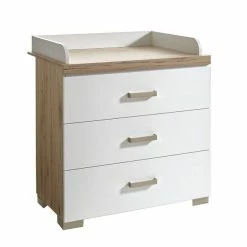 Transland Hilja Kinderzimmer Schrank 3T Eiche-Bordeaux/kreideweiß -Kinderwagen paidi hilja wickelkommodesgr 2