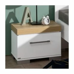 Paidi Kira Nachtkommode - 1 Schubkasten Kreideweiß/Eiche-Nebraska - Zum Aktionspreis