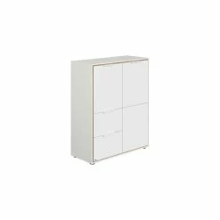 Paidi Lieven Highboard 2 Türen, 2 Schubkästen Kreideweiß/Eiche-Montana-Nachbildung