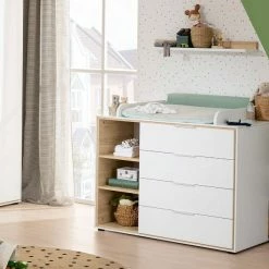 Paidi Lieven Wickelkommode Offen Inkl. Aufsatz Kreideweiß/Eiche-Montana-Nachbildung