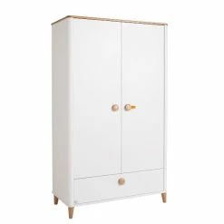 Paidi Lotte & Fynn Kleiderschrank 2T 1S Kreideweiß/Eiche Massiv - Steiff By PAIDI