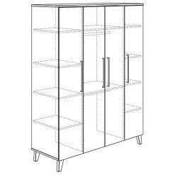 Paidi Oscar Kleiderschrank 4T Kreideweiß/Eiche-Nebraska