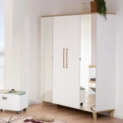 Paidi Oscar Jugendzimmer Mit Schrank 4T Kreideweiß/Eiche-Nebraska - Zum Aktionspreis -Kinderwagen paidi oscar schrank4t spiegel 2