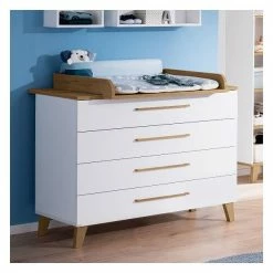 Paidi Oscar Sparset Kreideweiß/Eiche-Nebraska Babybett & Wickelkommode - Zum Aktionspreis -Kinderwagen paidi oscar wiko gr 4