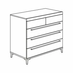 Paidi Remo Kommode 5 Schubkästen Kreideweiß/Eiche-Bordeaux - Zum Aktionspreis