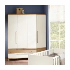 Paidi Remo Kleiderschrank 4 Türen, 2 Schubladen Eiche-Bordeaux/Kreideweiß