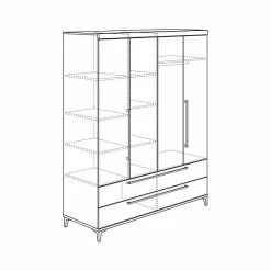 Paidi Remo Kleiderschrank 4 Türen, 2 Schubladen Eiche-Bordeaux