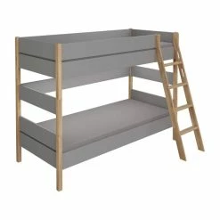 Paidi Sten Etagenbett 160 Cm Eiche/schiefergrau Schräge Leiter Quadratische Bettpfosten 90x200 Cm
