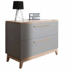 Paidi Sten Kommode - 2 Schubkästen Schiefergrau/Eiche Massiv - Zum Tiefstpreis