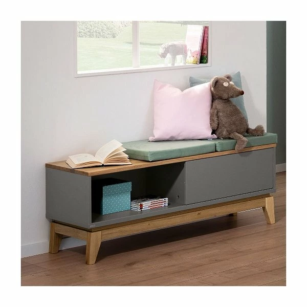 Paidi Sten Lowboard 2 Fächer, 1 Schiebetür Schiefergrau/Eiche Massiv 1 Paidi Sten Lowboard 2 Fächer, 1 Schiebetür Schiefergrau/Eiche Massiv