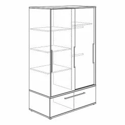 Paidi Sten Schiebetürenschrank Schmal Schiefergrau/Eiche Massiv - Paidi Slide-System -Kinderwagen paidi sten schiebetuer schmal strich 3