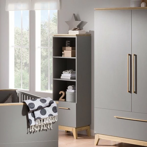 Paidi Sten Regal 3 Fächer, 1 Schubkasten Steingrau/Eiche Massiv - Gratis Lieferung 1 Paidi Sten Regal 3 Fächer, 1 Schubkasten Steingrau/Eiche Massiv - Gratis Lieferung