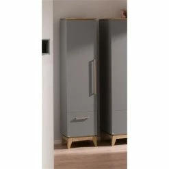 Paidi Sten Regal 1 Tür Mit Anschlag Links, 1 Schubkasten Schiefergrau/Eiche Massiv