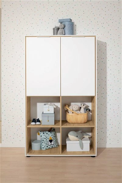 Paidi Lieven Regal 8 Fächer - 2 Türen Oben Kreideweiß/Eiche-Montana-Nachbildung 2 Paidi Lieven Regal 8 Fächer - 2 Türen Oben Kreideweiß/Eiche-Montana-Nachbildung – Bild 2