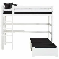 Hoppekids Hochbett ECO Luxury 90x200 Cm Mit Gerader Leiter, Tischplatte & Lounge-Ecke -Kinderwagen pre a14 1 3 1