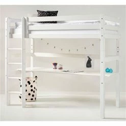 Hoppekids Hochbett ECO Luxury 90x200 Cm Mit Gerader Leiter, Tischplatte & Absturzsicherung