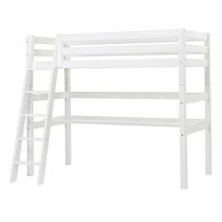 Hoppekids Hochbett ECO Luxury 90x200 Cm M. Schräger Leiter, Tischplatte & Absturzsicherung