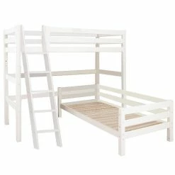 Hoppekids Eck-Hochbett ECO Luxury 90x200 Cm Mit Schräger Leiter & Absturzsicherung -Kinderwagen pre a25 1 1 1