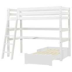 Hoppekids Hochbett ECO Luxury 90x200 Cm Mit Schräger Leiter, Tischplatte & Lounge-Ecke -Kinderwagen pre a27 1 01 1