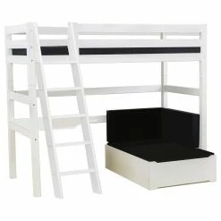 Hoppekids Hochbett ECO Luxury 90x200 Cm Mit Schräger Leiter, Tischplatte & Lounge-Ecke