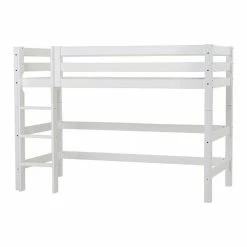 Hoppekids Mittelhohes Bett ECO Luxury 120x200 Cm Weiß Mit Gerader Leiter & Absturzsicherung