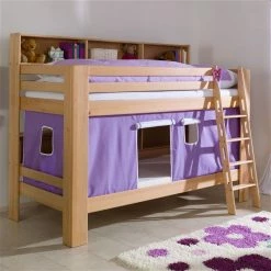 Relita JAN Etagenbett Buche Massiv Weiß Mit Regalen Oben Und Unten - Frachtfrei -Kinderwagen purple weiss etb 5
