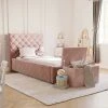 Nature Kid Viana Polsterbett Velour Rosa 90 X 200 Cm Mit Bettkasten Und Spielzeugkiste