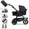 Tfk Mono 2 Kombi Kinderwagen Schwarz Luftrad-Set Bundle Mit Cupholder
