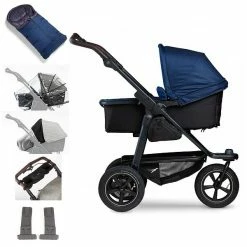 Tfk Mono 2 Kombi Kinderwagen Marine Luftrad-Set Bundle Mit Cupholder