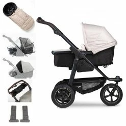 Tfk Mono 2 Kombi Kinderwagen Sand Luftrad-Set Bundle Mit Cupholder