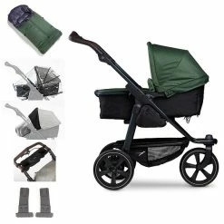 Tfk Mono 2 Kombi Kinderwagen Olive Luftkammer Radset Bundle Mit Cupholder