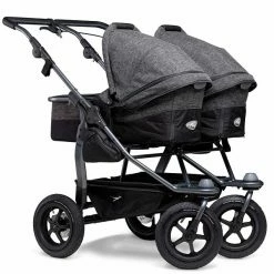 Tfk Duo Kombi Kinderwagen Premium Anthrazit Zwillingswagen Mit Luftrad-Set