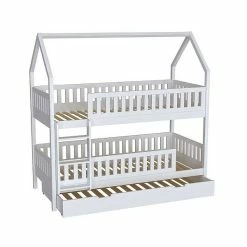 Nature Kid Lilly Etagenbett Kiefer Weiß Lackiert Liegefläche 90 X 200 Cm -Kinderwagen salerno etagenbett wei g stebett