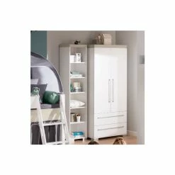 Paidi Kira Kleiderschrank 2T, 2S Eiche-Nautik Fronten & Korpus Kreideweiß - Versandkostenfrei