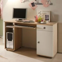 Ticaa Vicky Jugendzimmer 4-teilig Sonoma-Weiß Mit 3-türigem Kleiderschrank -Kinderwagen schreibtisch sonoma 2