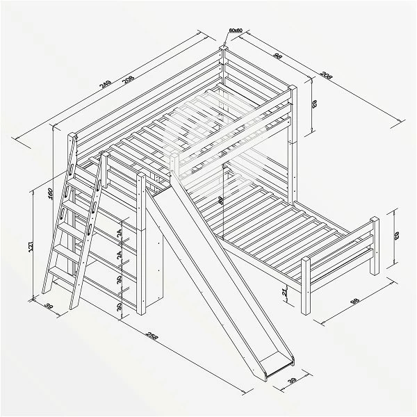 Relita SKY Etagenbett Buche Massiv Natur Inkl. Regal & Rutsche - Zu 2 Einzelbetten Umbaubar 2 Relita SKY Etagenbett Buche Massiv Natur Inkl. Regal & Rutsche - Zu 2 Einzelbetten Umbaubar – Bild 2