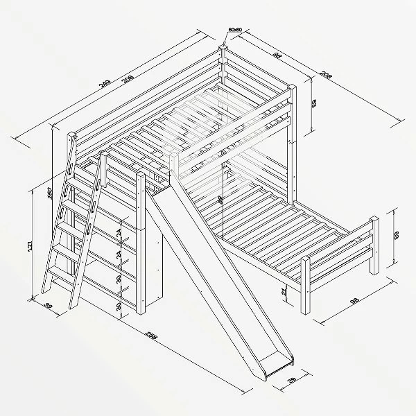 Relita SKY Etagenbett Buche Massiv Weiß Inkl. Regal & Rutsche - Zu 2 Einzelbetten Umbaubar 2 Relita SKY Etagenbett Buche Massiv Weiß Inkl. Regal & Rutsche - Zu 2 Einzelbetten Umbaubar – Bild 2