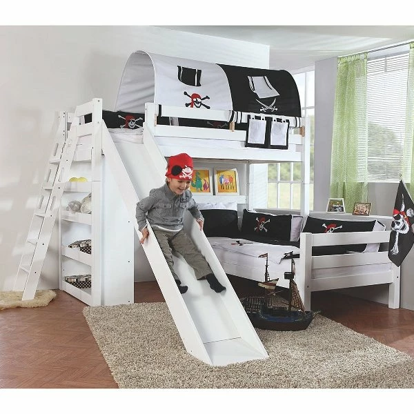 Relita SKY Etagenbett Buche Massiv Weiß Inkl. Regal & Rutsche - Zu 2 Einzelbetten Umbaubar 1 Relita SKY Etagenbett Buche Massiv Weiß Inkl. Regal & Rutsche - Zu 2 Einzelbetten Umbaubar