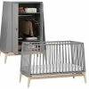 Leander Luna Kinderzimmer Sparset Grau/eiche Babybett Und Kleiderschrank Konfigurierbar