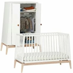 Leander Luna Kinderzimmer Sparset Weiß/eiche Babybett Und Kleiderschrank Konfigurierbar