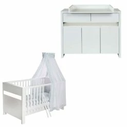Schardt Planet White Sparset Inkl. Umbauseiten Mit Wickelkommode & Kinderbett