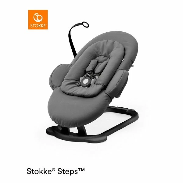 Stokke® Steps™ Bouncer Herringbone Grey Gestell Schwarz 1 Stokke® Steps™ Bouncer Herringbone Grey Gestell Schwarz