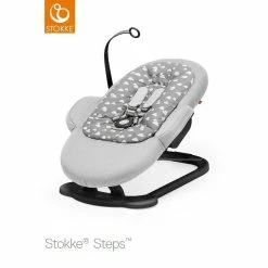 Stokke® Steps™ Bouncer Grey Clouds Gestell Schwarz Passend Zum Hochstuhl Zum Toppreis