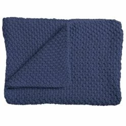Schardt Strickdecke Dunkelblau 75x100 Cm Tagesdecke - 100% Baumwolle