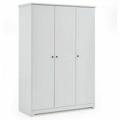 Arthur Berndt Thilo Kleiderschrank 3-türig MDF Weiß Mit Rillenfräsungen