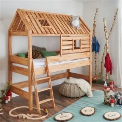 Relita KIM Halbhochbett Buche Massiv Natur Zum Einzelbett Umbaubar - Frachtfrei 25 Relita KIM Halbhochbett Buche Massiv Natur Zum Einzelbett Umbaubar - Frachtfrei -Kinderwagen tom holzhuette natur 1