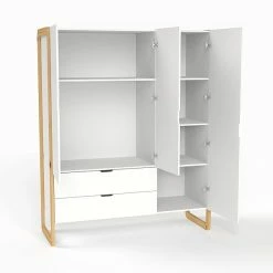 Nature Kid Laslo Kinderzimmer 3türig 4-teilig -Kinderwagen trento kleiderschrank whiteroom offen 1zu1 3