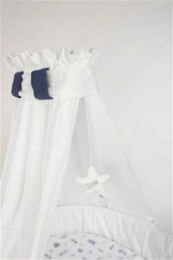 Mionido Stubenwagen Maxi Natur Pyjamabär Blau Mit Garnierung, Matratze Und Matratzenbezug -Kinderwagen v1 563 83 1