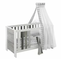 Schardt Vichy Grey Bettset 4- Teilig Mit Bettwäsche, Himmel Und Nestchen
